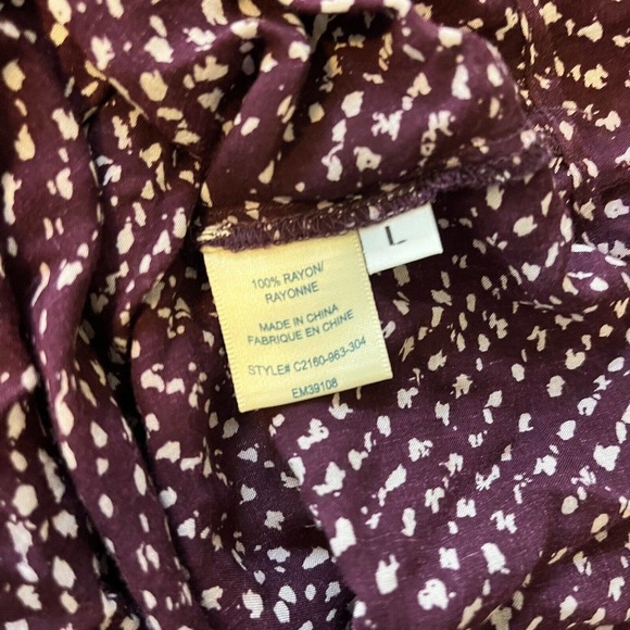 Cloth & Stone Top Womens Medium Purple Tie Neck Blouse Anthropologie L - Picture 7 of 7